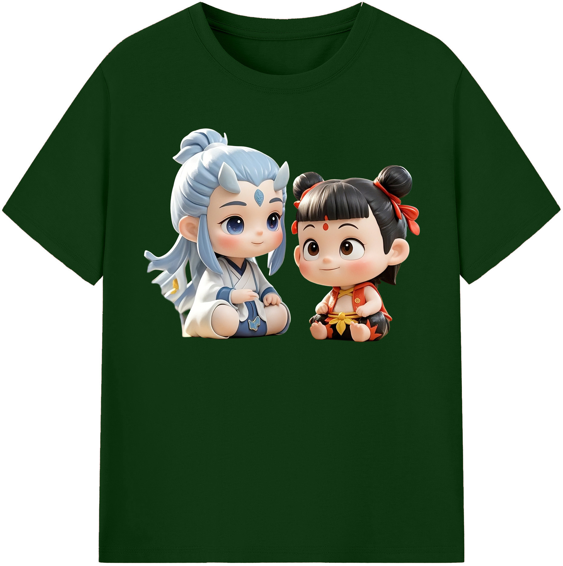（画像用） Ne Zha 2 ナタ 魔童の大暴れ 綿100％半袖Tシャツ（フロントプリント）